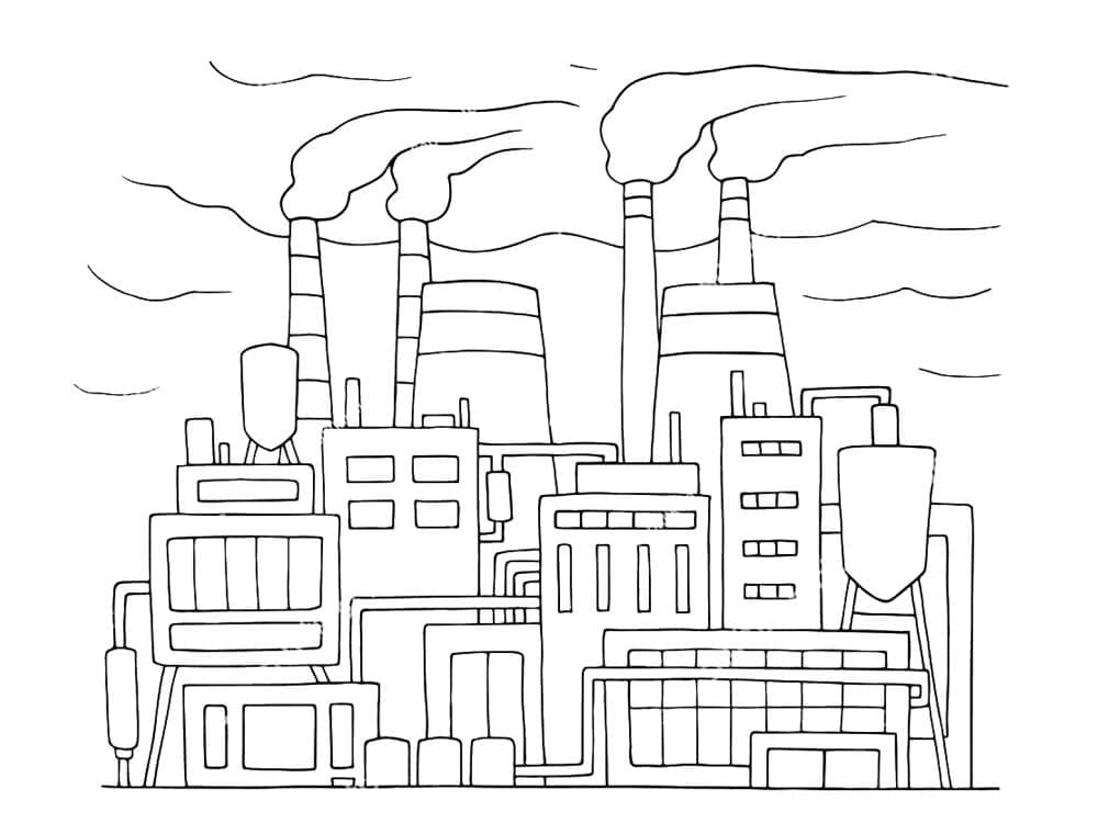 Desenho de Fábrica Bonita para Colorir Pdf