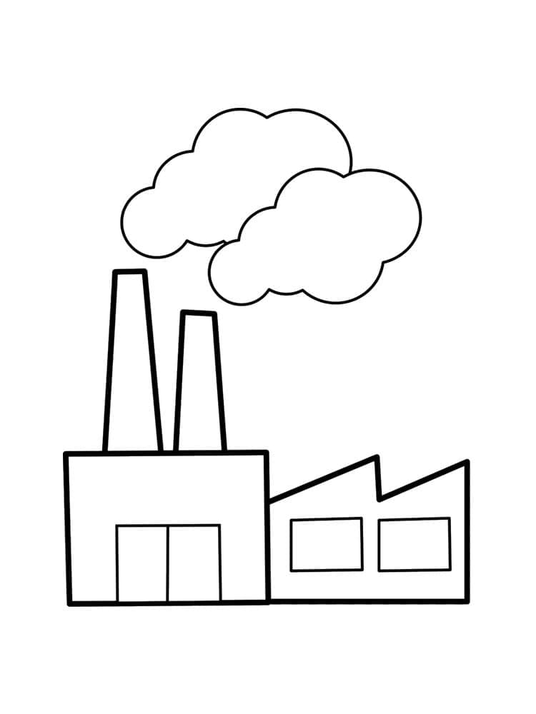 Desenho de Fábrica Engracada para Pintar Giz de Cera