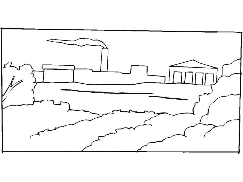 Desenho de Fábrica Grande para Colorir Pdf