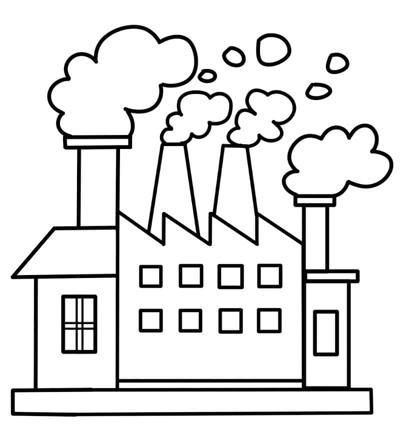 Desenho de Fábrica Indústrial para Colorir