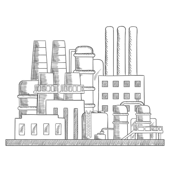 Desenho de Fábrica Moderna para Imprimir
