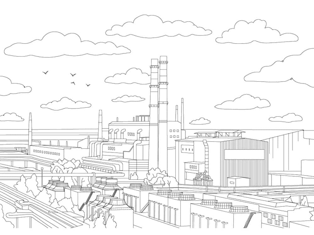 Desenho de Fábrica para Imprimir Lápis de Cor