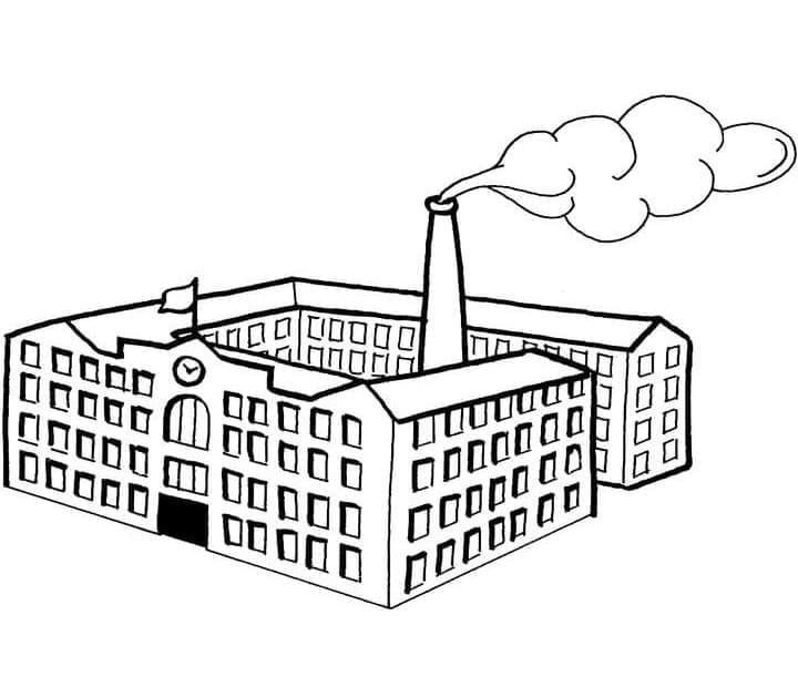 Desenho de Fábrica Simples para Imprimir Lápis de Cor