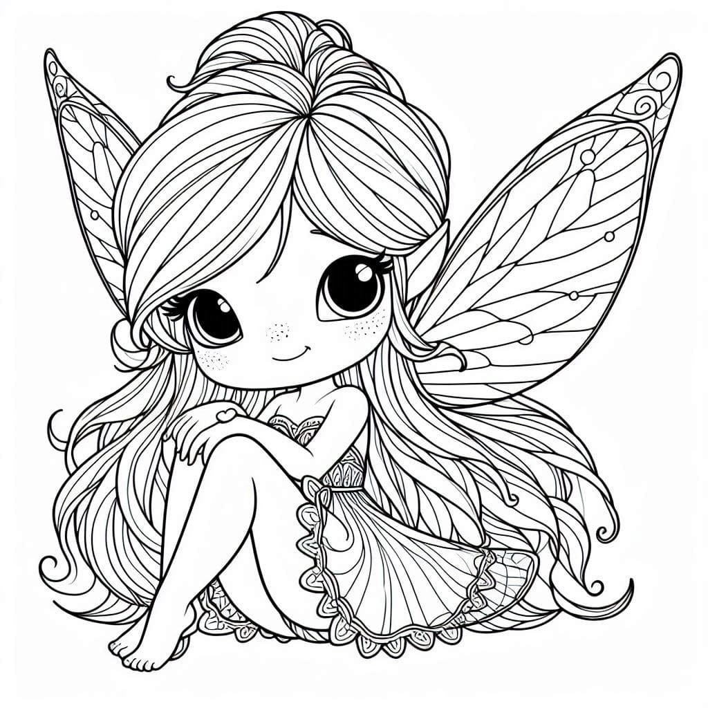 Desenho de Fada Adorável para Colorir