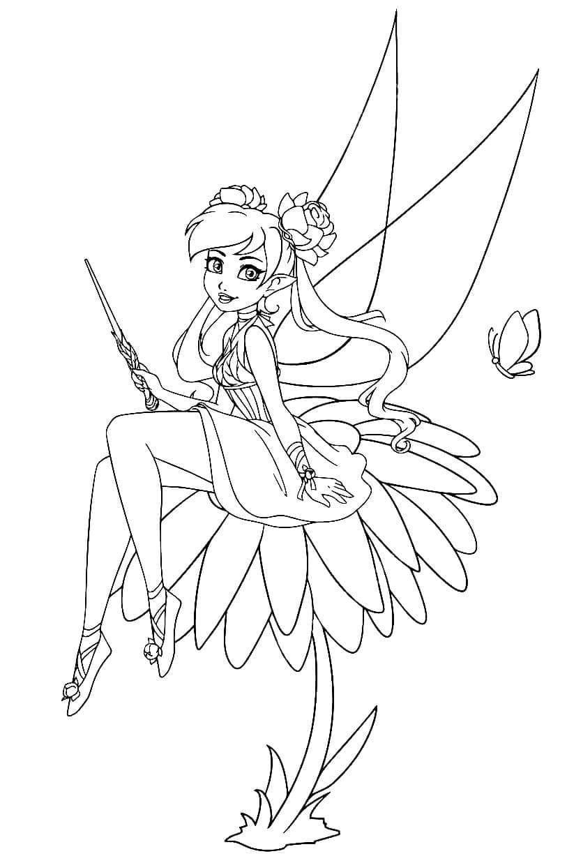 Desenho de Fada Animada para Colorir