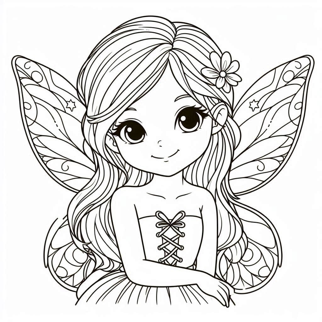Desenho de Fada Bonita para Colorir