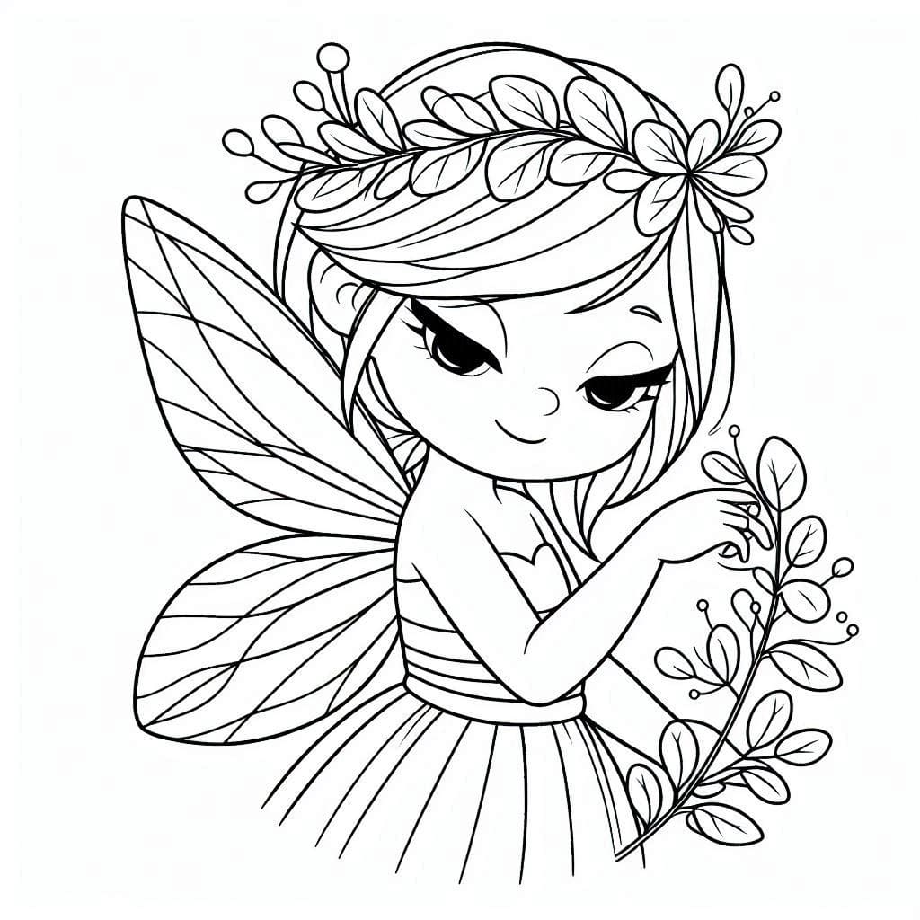 Desenho de Fada Feliz para Colorir