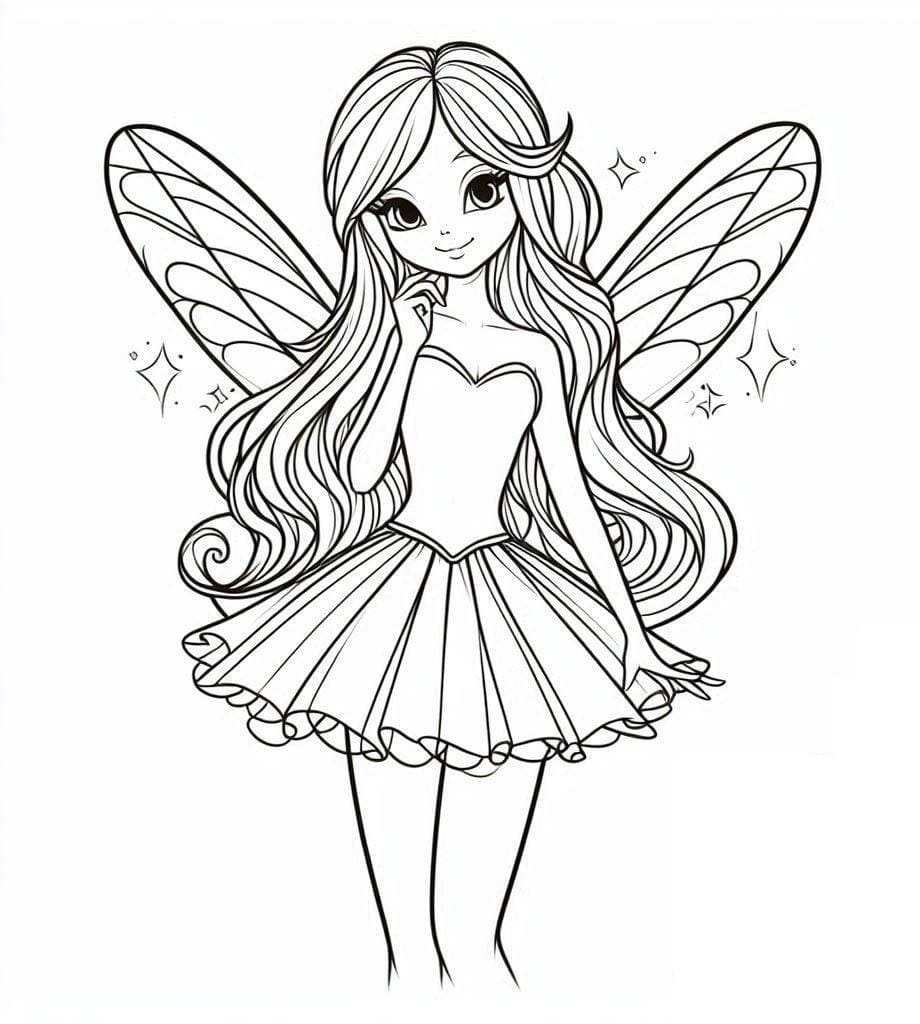 Desenho de Fada Muito Bonita para Colorir