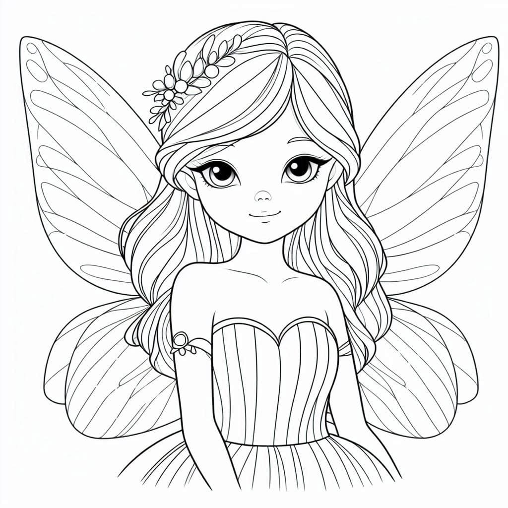 Desenho de Fada Muito Feliz para Colorir