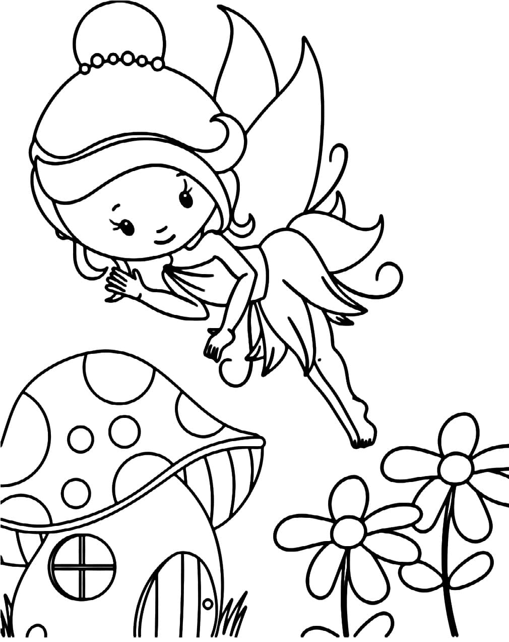 Desenho de Fada Sorridente para Colorir