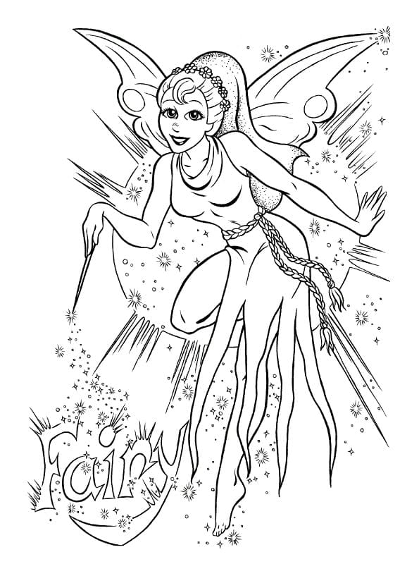 Desenho de Fada de Desenho Animado para Colorir