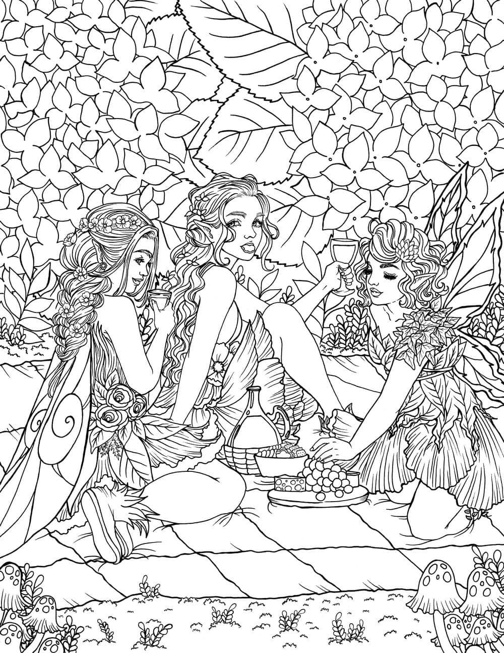 Desenho de Fadas Realistas para Colorir