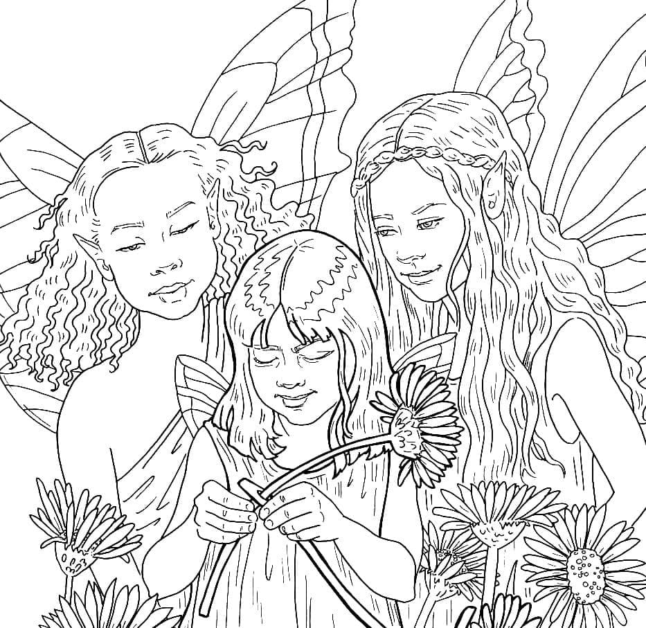 Desenho de Fadas para Colorir
