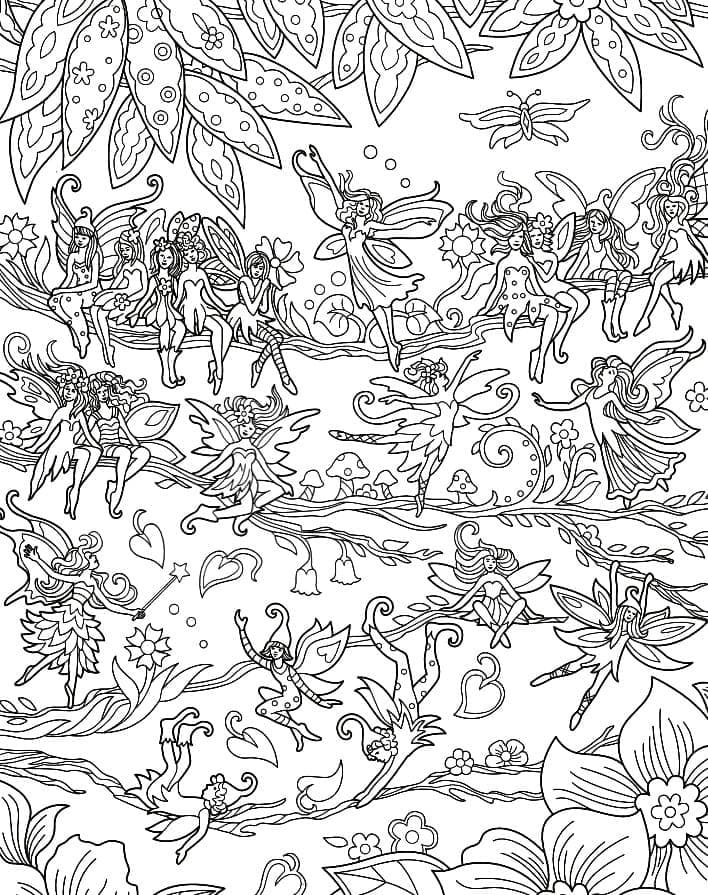 Desenho de Jardim das Fadas para Colorir