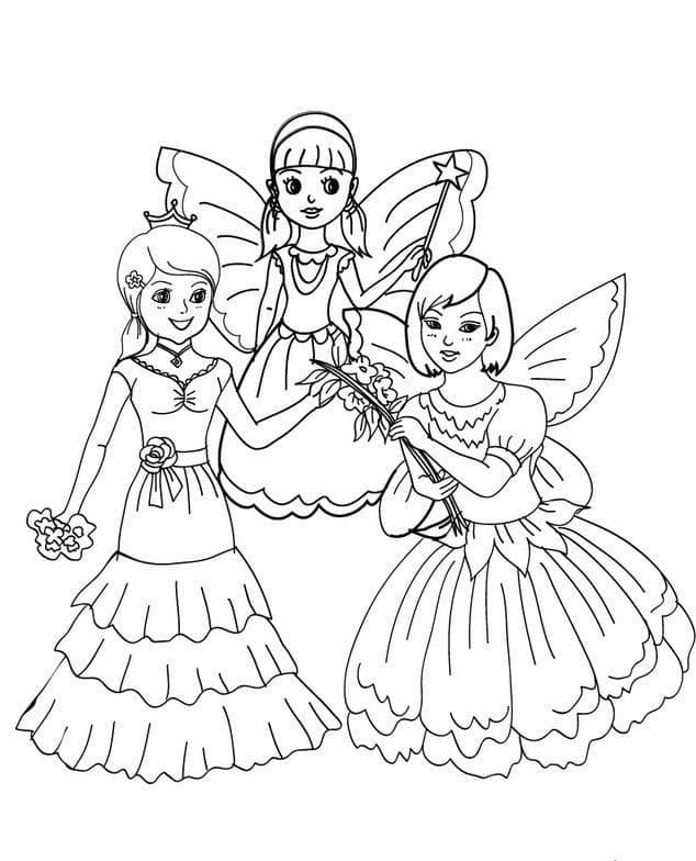 Desenho de Três Fadas para Colorir