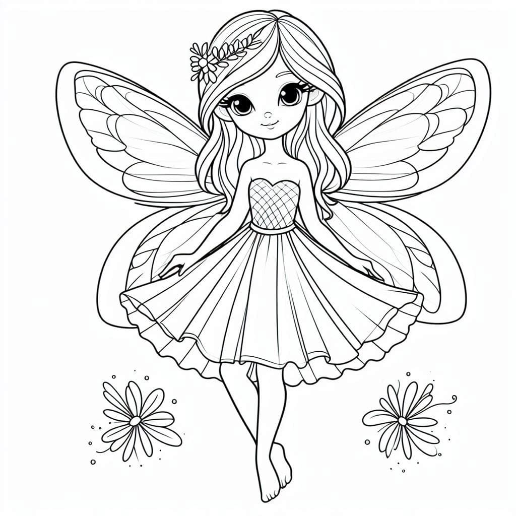 Desenho de uma Fada Adorável para Colorir
