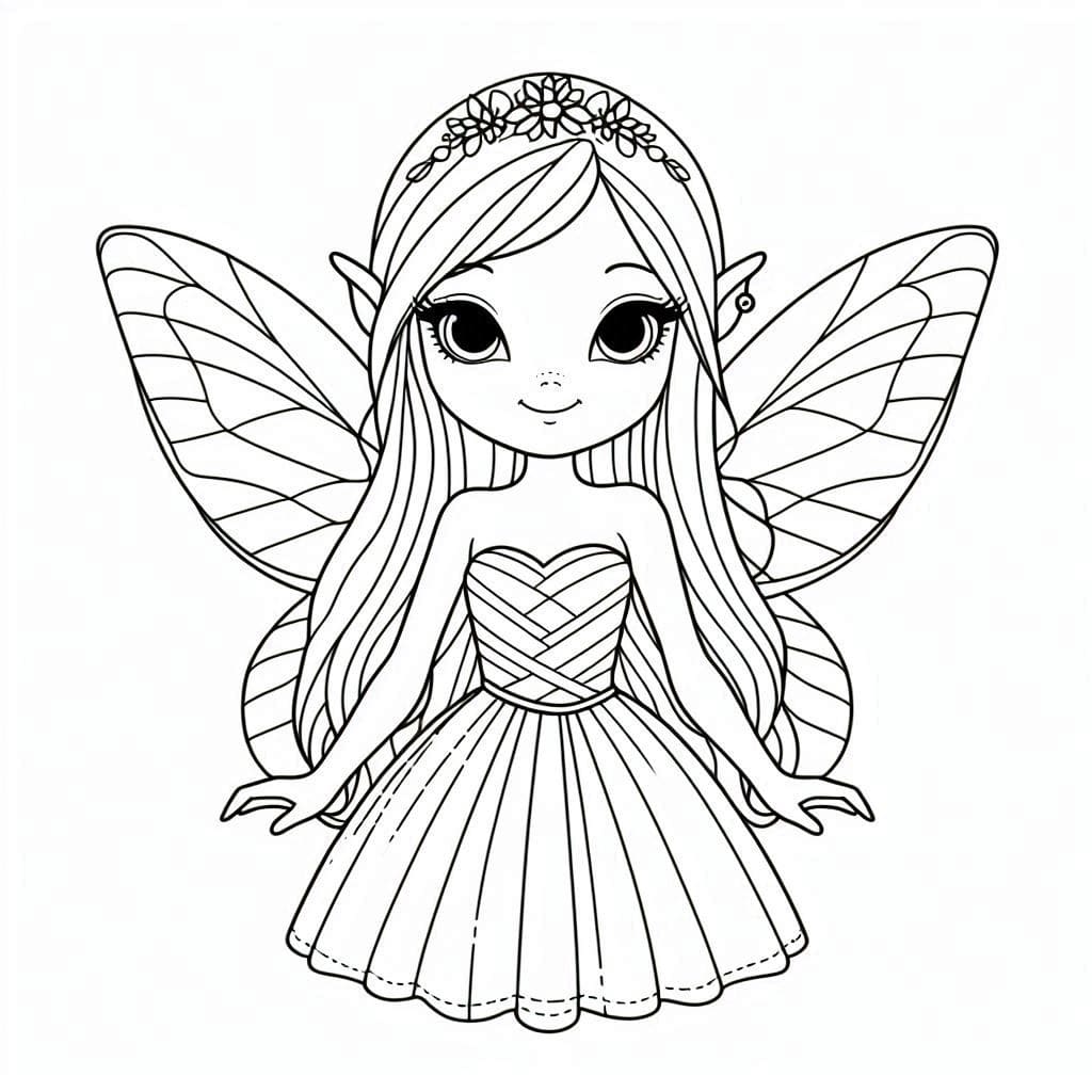 Desenho de uma Fada Bonita para Colorir
