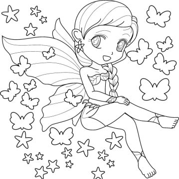 Desenho de Uma Fada Fofa para Colorir