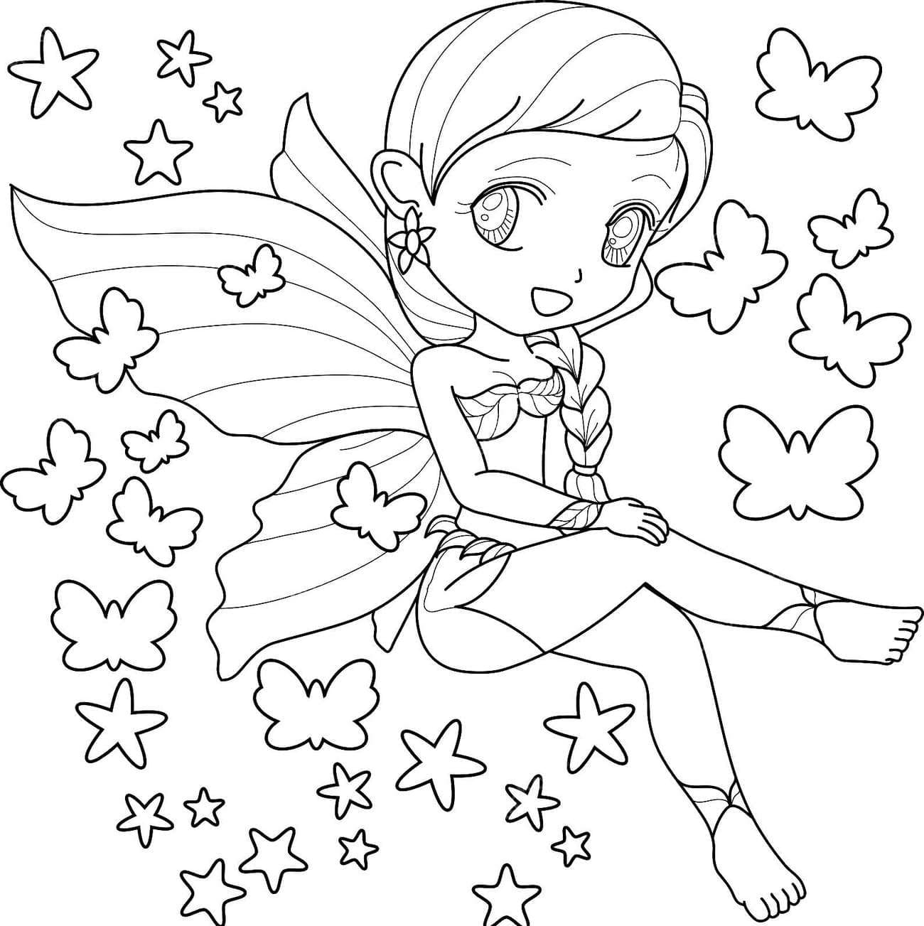 Desenho de uma Fada Fofa para Colorir