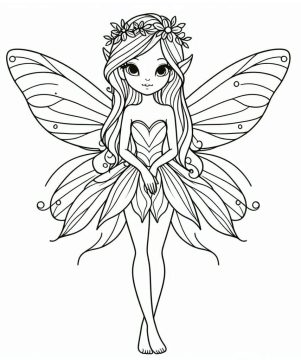 Desenho de Uma Fada Muito Feliz para Colorir