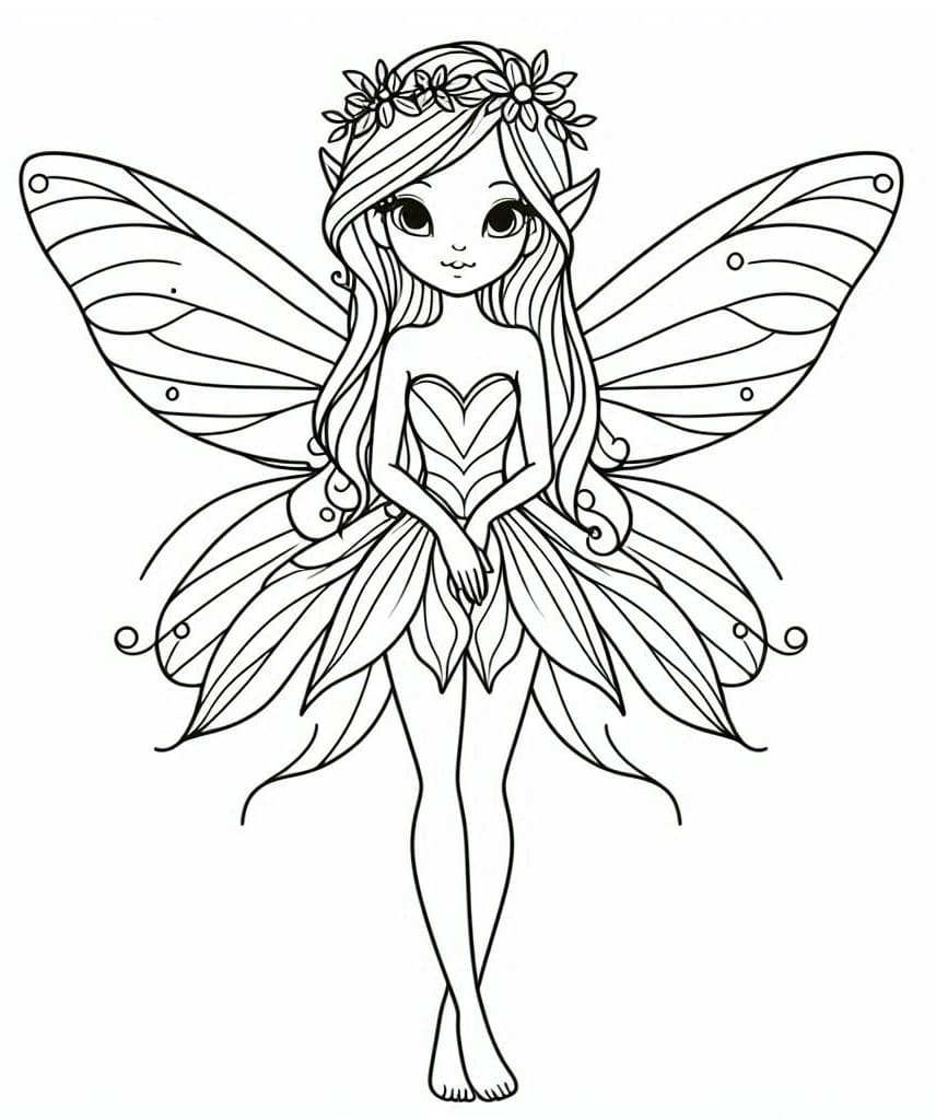 Desenho de uma Fada Muito Feliz para Colorir