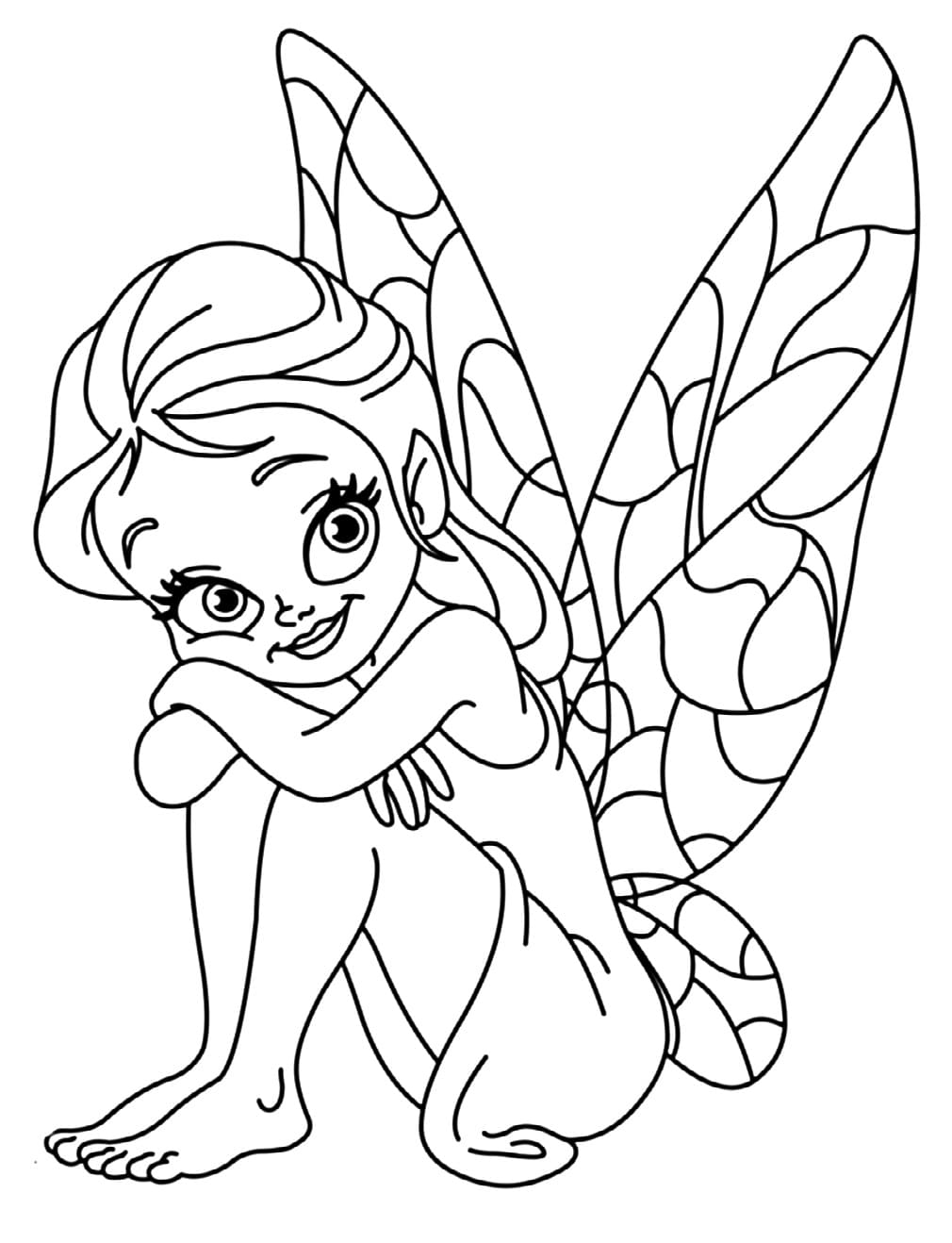 Desenho de uma Fada Sorridente para Colorir