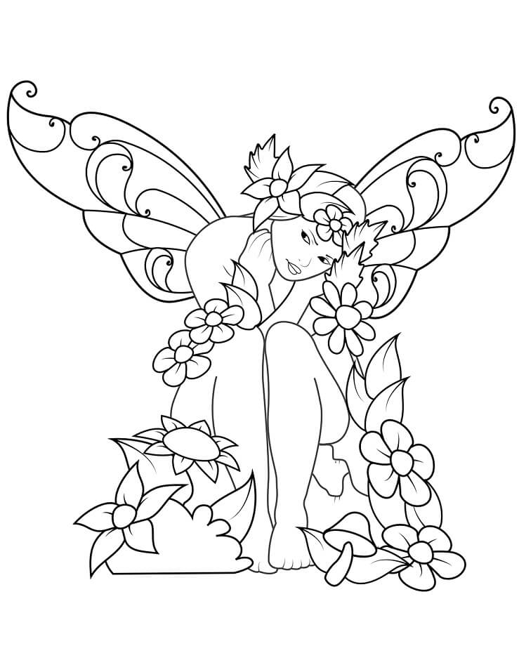 Desenho de Fada Bonita para Colorir Pdf