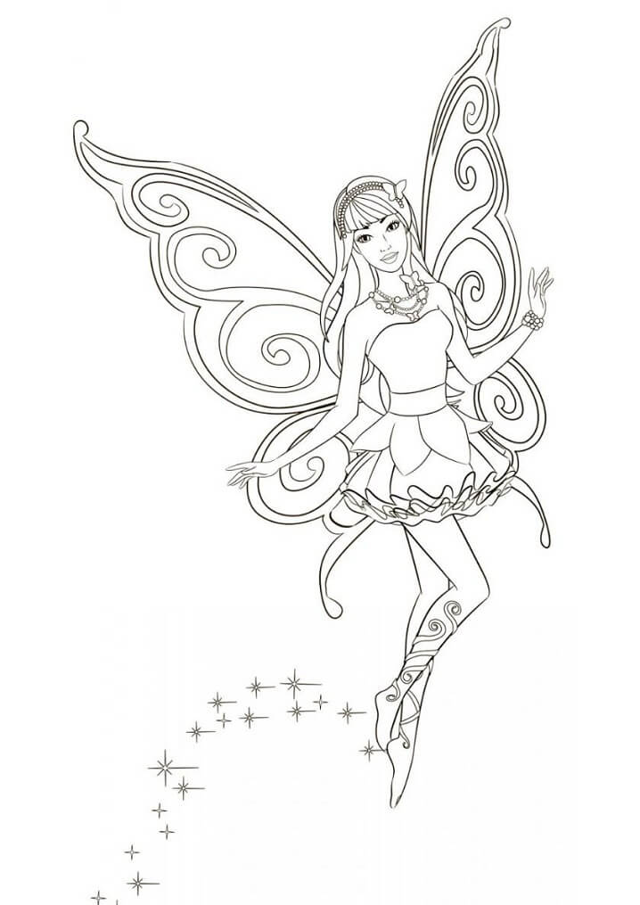 Desenho de Fada com Asas para Colorir