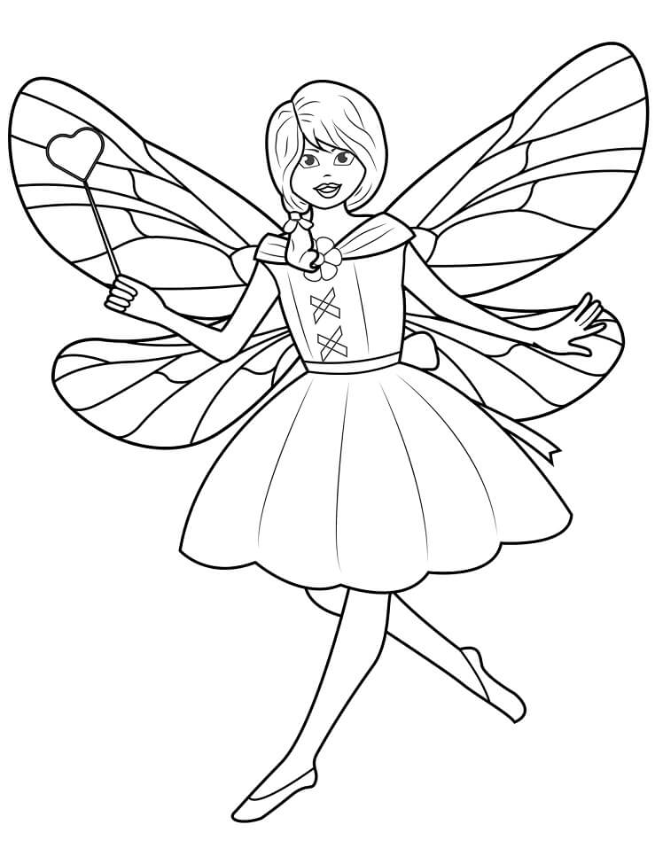 Desenho de Fada com Varinha para Imprimir