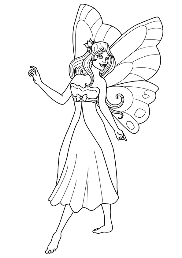 Desenho de Fada Detalhada para Colorir Pdf