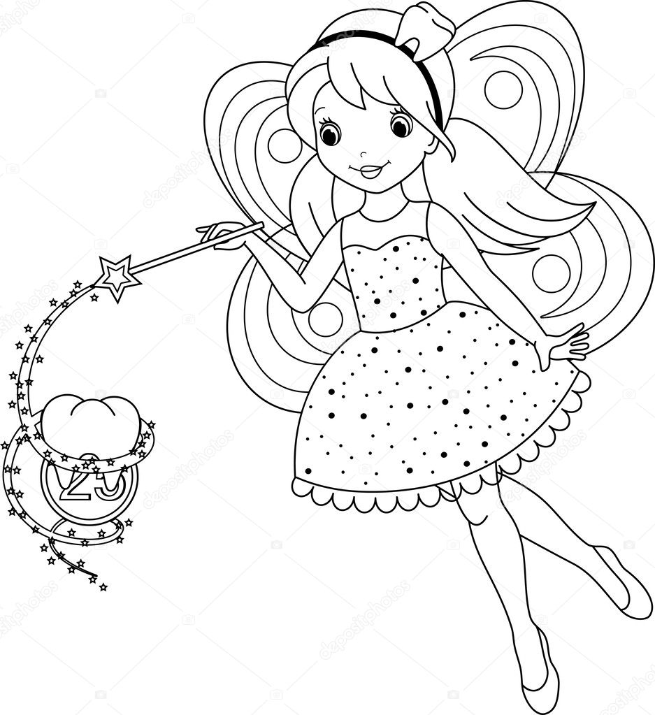 Desenho de Fada no Jardim para Colorir