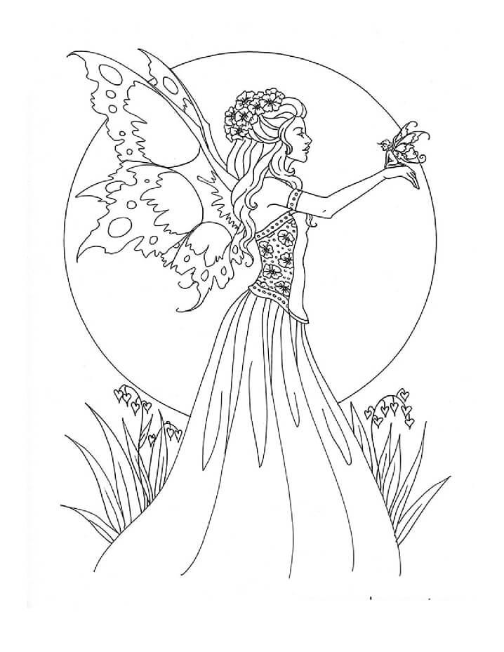 Desenho de Fada Simples para Imprimir Lápis de Cor