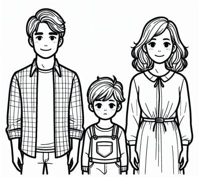 Desenho de Uma família Normal para Colorir