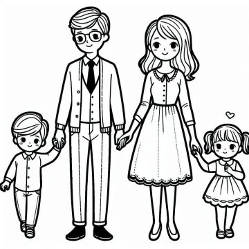 Desenho de Uma família para Colorir