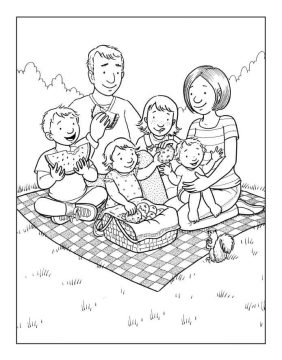 Desenho família amigável para Colorir