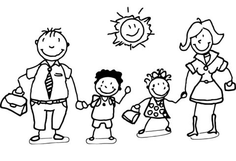 Desenho grátis de família para Colorir com lápis de Cor