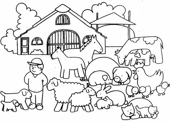 Desenho de Fazendinha com Bois Imprimivel Download