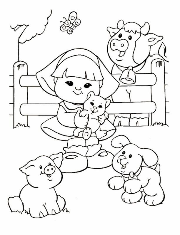 Desenho de Fazendinha com Patos para Colorir
