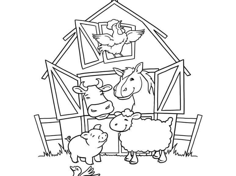Desenho de Fazendinha Pequena para Imprimir Lápis de Cor