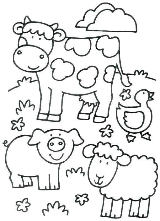 Desenho de Fazendinha Simples para Imprimir Lápis de Cor