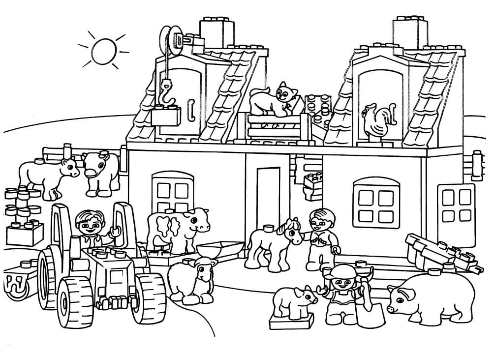 Desenho de Lego Fazendinha para Colorir