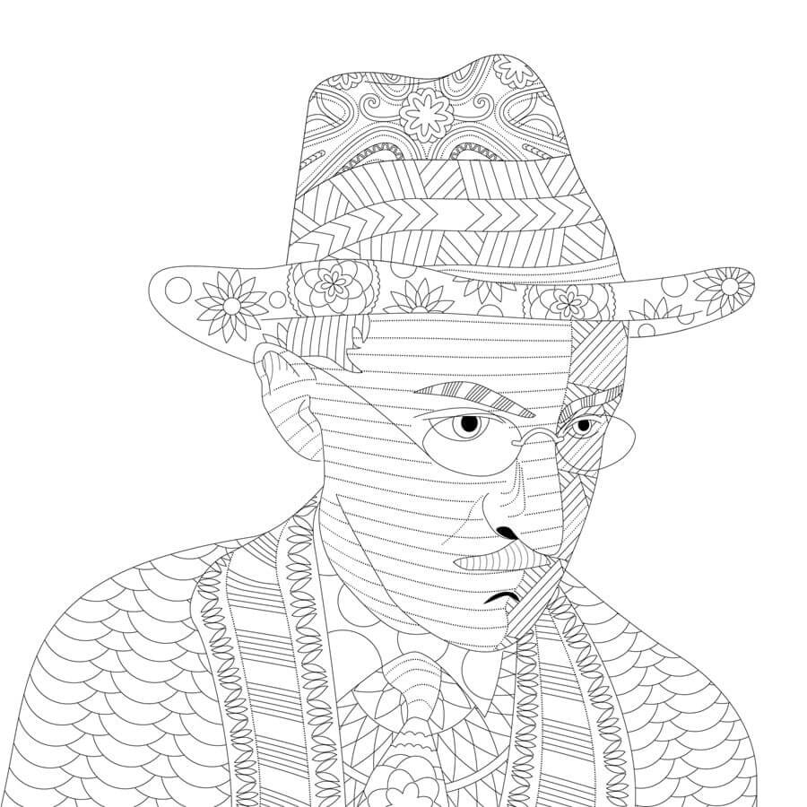 Desenho de Fernando Pessoa Detalhado para Colorir