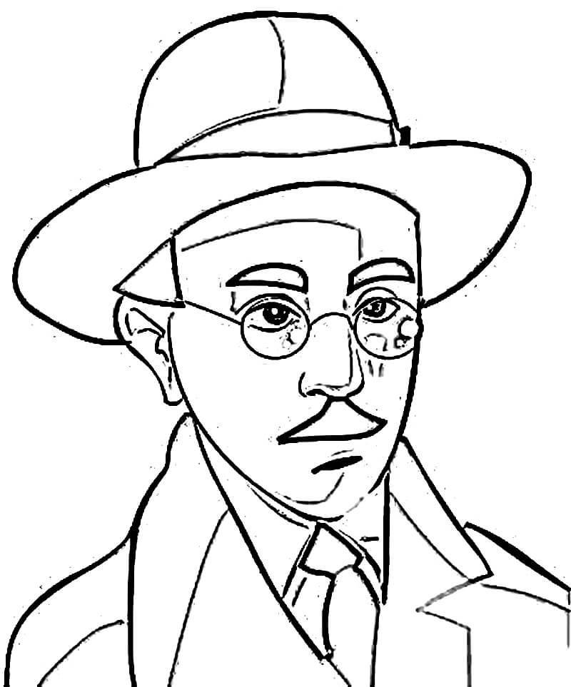 Desenho de Fernando Pessoa para Colorir Pdf