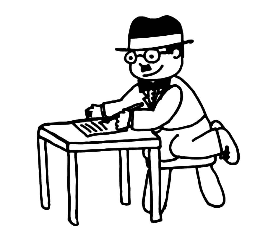 Desenho de Fernando Pessoa Simples para Imprimir Lápis de Cor