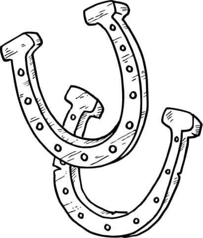 Desenho de Duas Ferraduras para Colorir