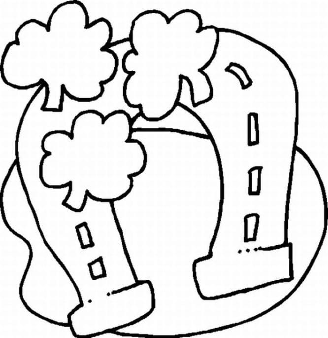 Desenho de Ferradura com Trevos para Colorir
