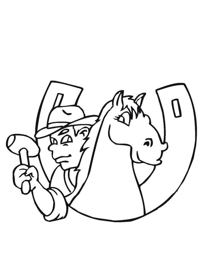Desenho de Ferradura de Cavalo para Colorir