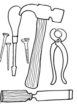 Desenho de Ferramentas de Marceneiro para Colorir