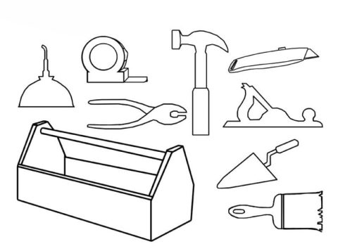 Desenho de Ferramentas de Pedreiro para Colorir