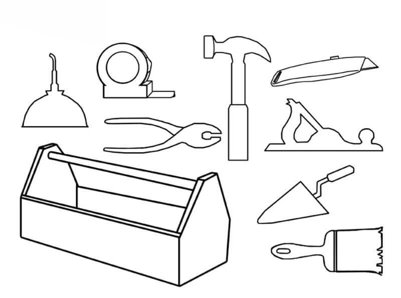 Desenho de Ferramentas de Pedreiro para Colorir